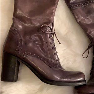 Blue distressed Italian leather boot